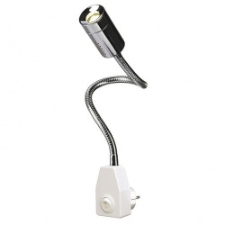 SLV DIO FLEX PLUG, chrome/white, 1x 1W LED, warmwhite, 3200K